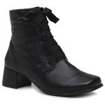 Bota Feminina Couro Bico Quadrado Preta - Miami - 383-04