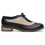 Oxford Feminino Couro Legítimo Preto e Nude - Amsterdã - 664-01