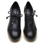 Sapato Feminino Oxford Couro Confortável Preto - Melilla - 664-02 