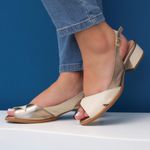 Sandália ESSENCIAL - Off White e Champagne - 965.13