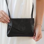 Bolsa de Couro - Carinho - Preta