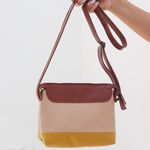 Bolsa de Couro - HORIZONTE - Chocolate, Nude e Mostarda