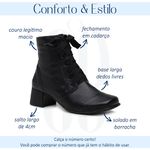 Bota Feminina Couro Bico Quadrado Preta - Miami - 383-04