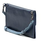 Bolsa CARTEIRA Couro Legítimo Bubblê - Azul Anil e Hortência