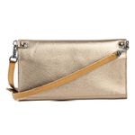 Bolsa CARTEIRA Couro Legítimo Bubblê - Champagne e Bronze
