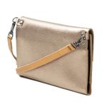 Bolsa CARTEIRA Couro Legítimo Bubblê - Champagne e Bronze