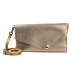 Bolsa CARTEIRA Couro Legítimo Bubblê - Champagne e Bronze