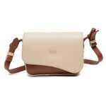 Bolsa de Couro - ABA - Chocolate E Off White 