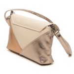 Bolsa de Couro - ENVELOPINHO - Off White, Champagne E Bronze