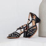 Sandália Peep Toe - DUNAS - Preta e Off White - 177.70