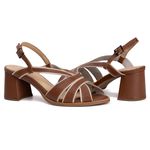 Sandália Peep Toe - EVOLUIR - Chocolate e Off White - 177.52 
