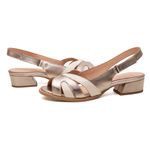 Sandália Peep Toe - VIRTUDE - Champagne e Off White - 965.53