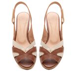 Sandália Peep Toe - VIRTUDE - Chocolate e Off White - 965.53