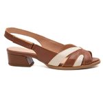 Sandália Peep Toe - VIRTUDE - Chocolate e Off White - 965.53