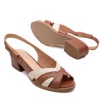 Sandália Peep Toe - VIRTUDE - Chocolate e Off White - 965.53