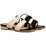 Sandália Rasteira - BRISA - Preta e Off White - 914.38