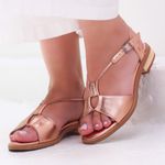 Sandália Rasteira - FLORESCER - Metalizado Rose - 842.64 