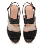 Sandália Rasteira - FOLHA - Preta e Off White - 842.96