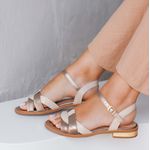 Sandália Rasteira - LAPA - Champagne e Off White - 842.68