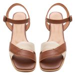 Sandália Rasteira - RENASCER - Chocolate e Off White - 914.40 