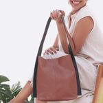 Bolsa de Couro - ASAS - Chocolate e Preto