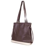 Bolsa de Couro - AURA - Madeira e Off White