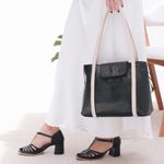 Bolsa de Couro - DESTINO - Preta e Off White