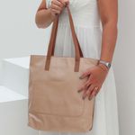 Bolsa de Couro - ENVELOPE - Nude e Caramelo