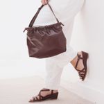 Sandália Anabela Couro Legítimo Madeira - CRISTAL