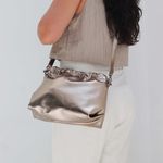 Bolsa de Couro Legítimo Champagne - HARMONIA GRANDE