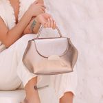 Bolsa de Couro - Mini NASCENTE - Champagne e Off White