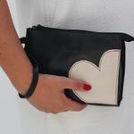Bolsinha Coração - Preto e Off White