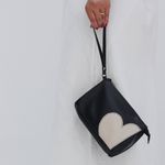Bolsinha Coração - Preto e Off White