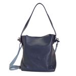 Bolsa de Couro - ENCANTO - Azul Anil e Azul Hortência
