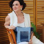 Bolsa de Couro - ENCANTO - Azul Anil e Azul Hortência