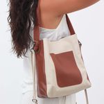 Bolsa de Couro - ENCANTO - Chocolate e Off White