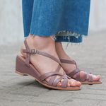 Sandália Anabela Couro Legítimo Mousse - CRISTAL