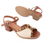 Sandália - ENVOLVER - Off White, Chocolate e Onça - 2075.15