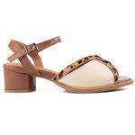Sandália - ENVOLVER - Off White, Chocolate e Onça - 2075.15