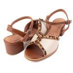 Sandália - ENVOLVER - Off White, Chocolate e Onça - 2075.15