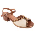 Sandália - ENVOLVER - Off White, Chocolate e Onça - 2075.15