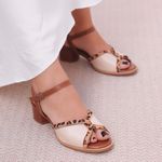Sandália - ENVOLVER - Off White, Chocolate e Onça - 2075.15