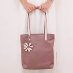 Bolsa de Couro - ENVELOPE - Mousse e Off White