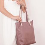 Bolsa de Couro - ENVELOPE - Mousse e Off White