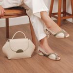 Sapato Peep Toe CUIDADO - Sálvia e Off White - 965.22