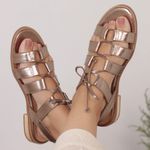 Sandália Rasteira - ABRAÇO - Champagne - 862.06