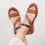 Sandália Rasteira - AFETO - Chocolate e Preta - 862.09