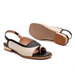 Sandália Rasteira - CALMA - Off White e Preta - 914.46