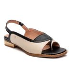 Sandália Rasteira - CALMA - Off White e Preta - 914.46