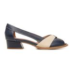 Sapato Peep Toe ENERGIA - Azul Marinho e Off White - 965.14 